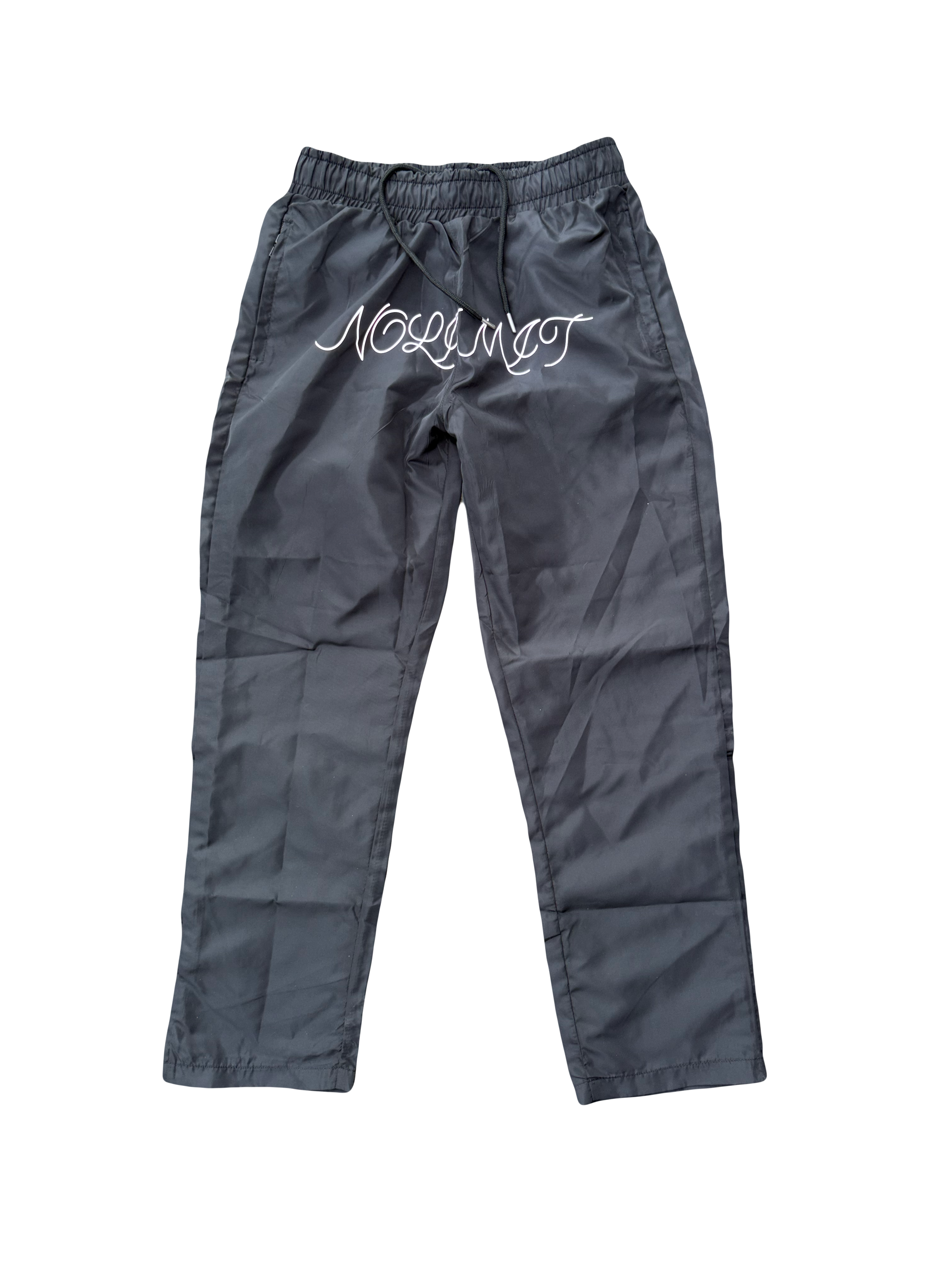 Black "NOLIMIT" Windbreaker Pants