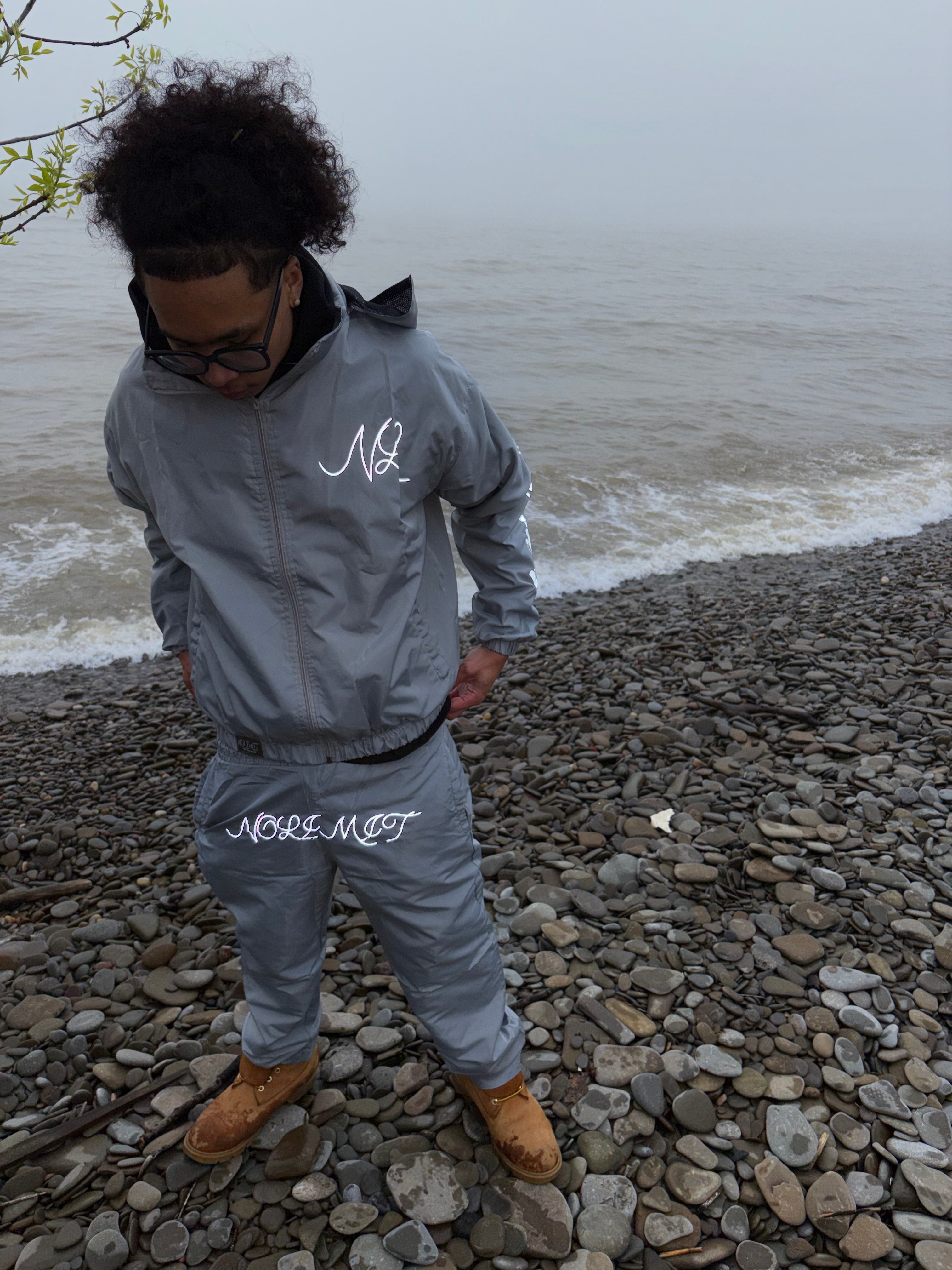 Grey "NOLIMIT" Windbreaker Pants