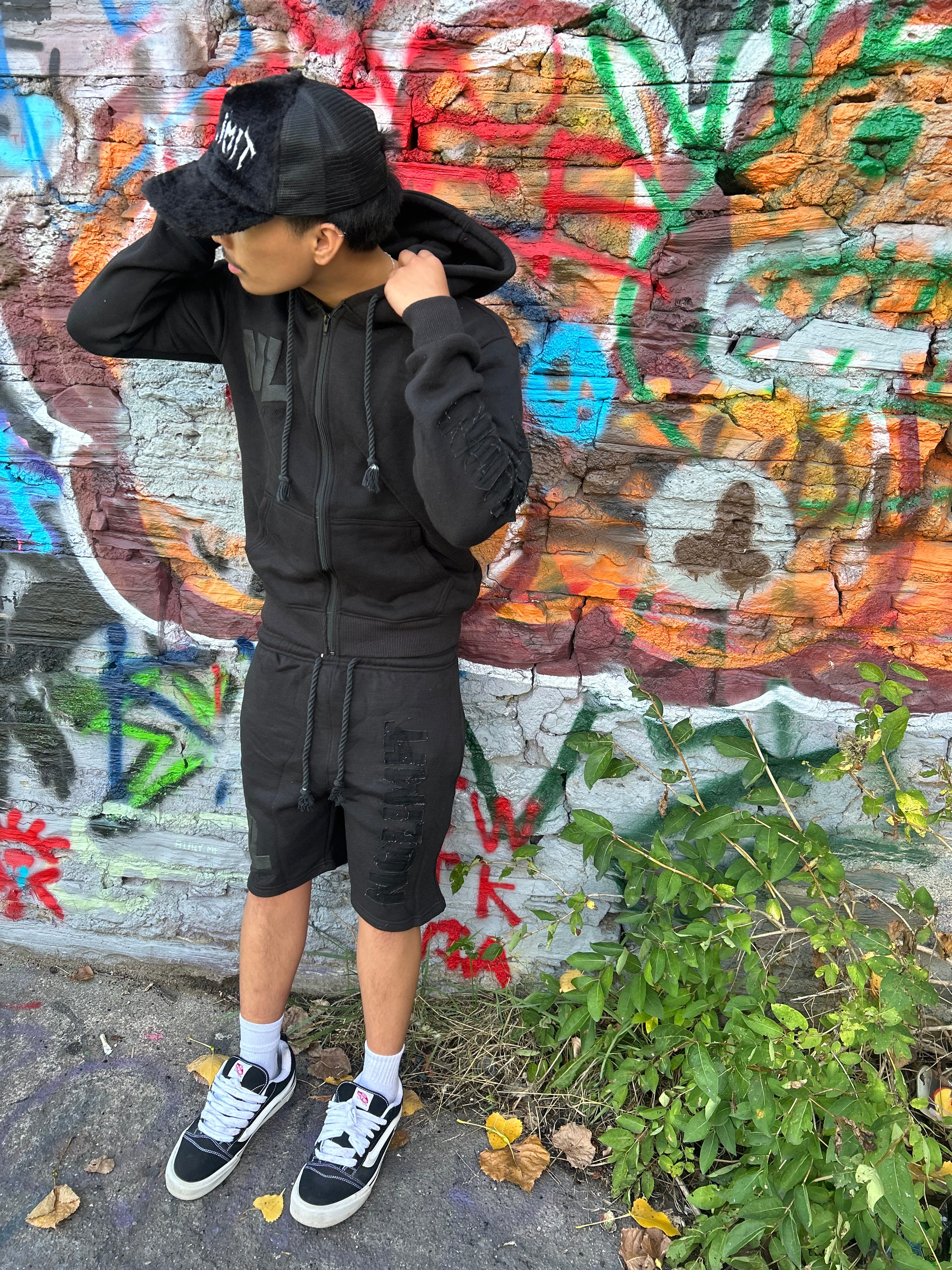 Black "NOLIMIT" Rope String Money Spread Zip-Up