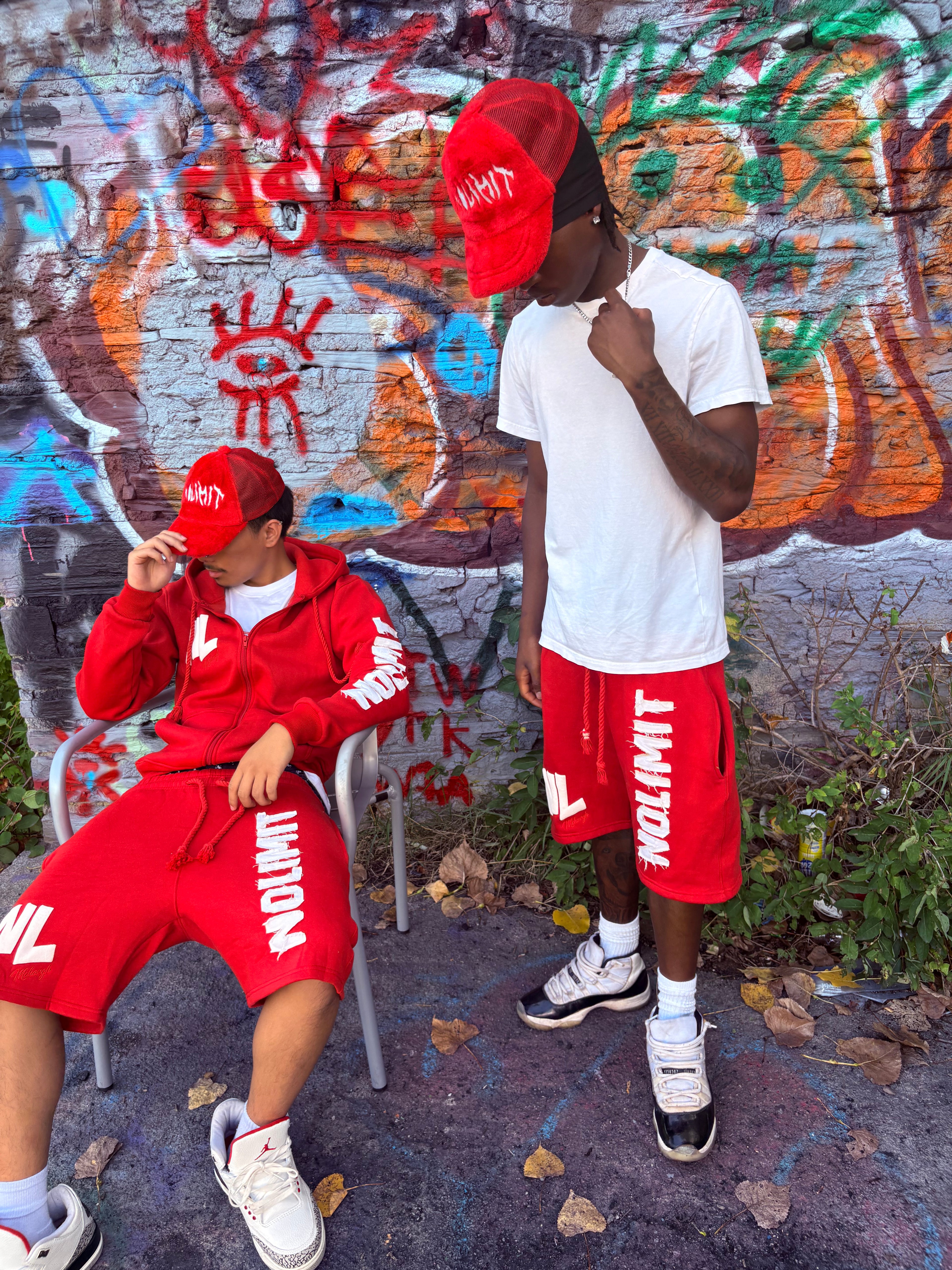 Red "NOLIMIT" Rope String Money Spread Shorts