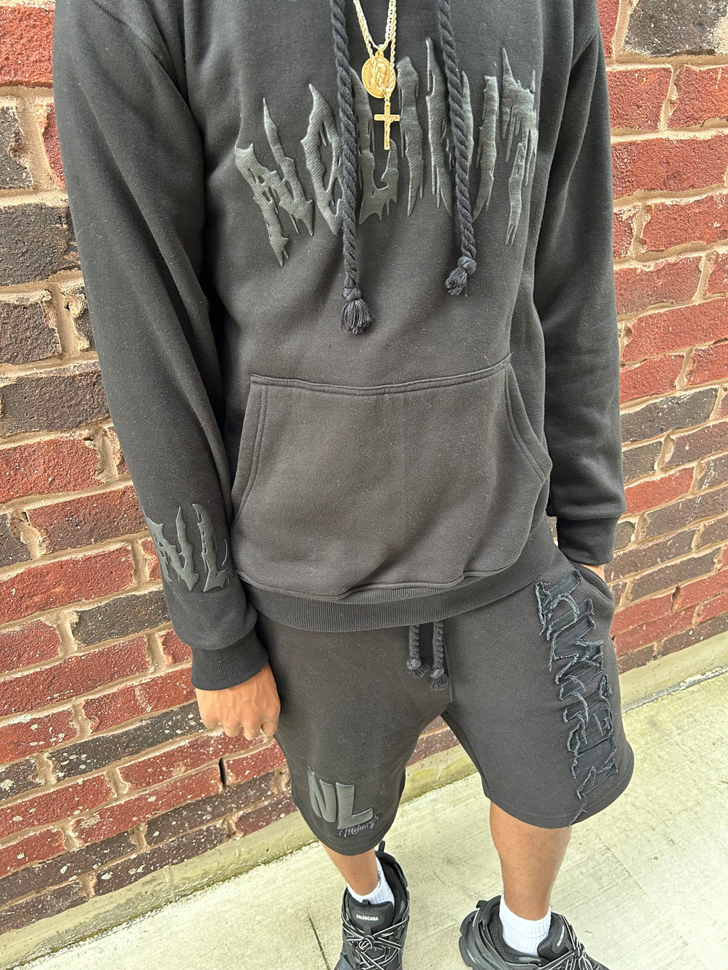 Black "NOLIMIT" Rope String Money Spread Shorts