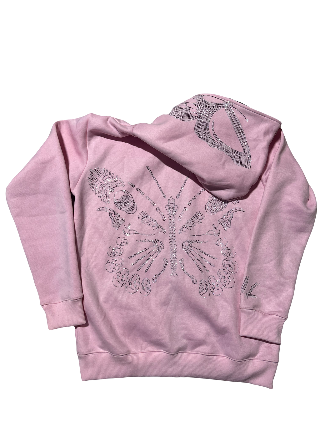 Baby Pink "NOLIMIT" Rhinestone Skeleton Butterfly Full-Zip