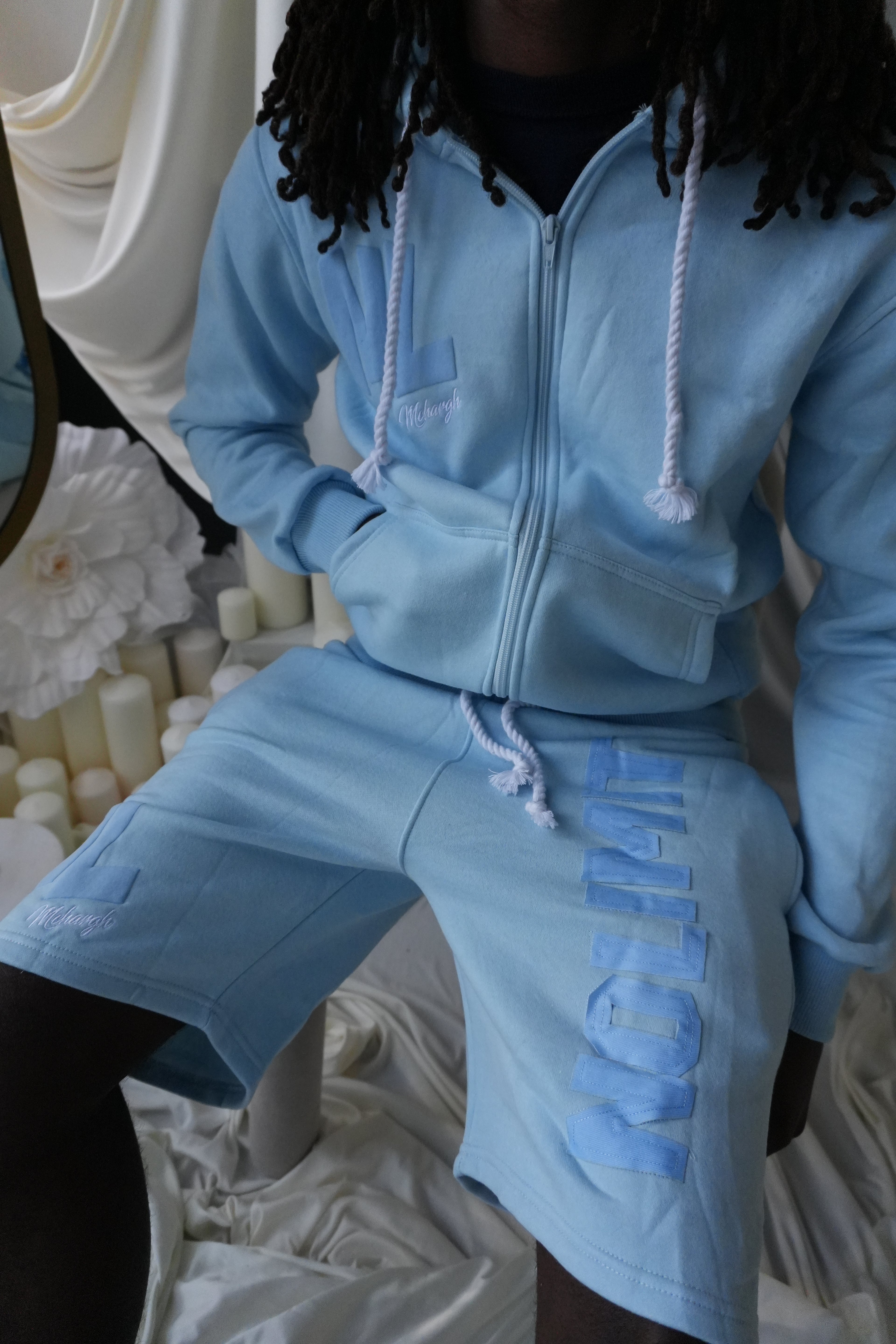 Sky Blue "NOLIMIT" Rope String Money Spread Zip-Up