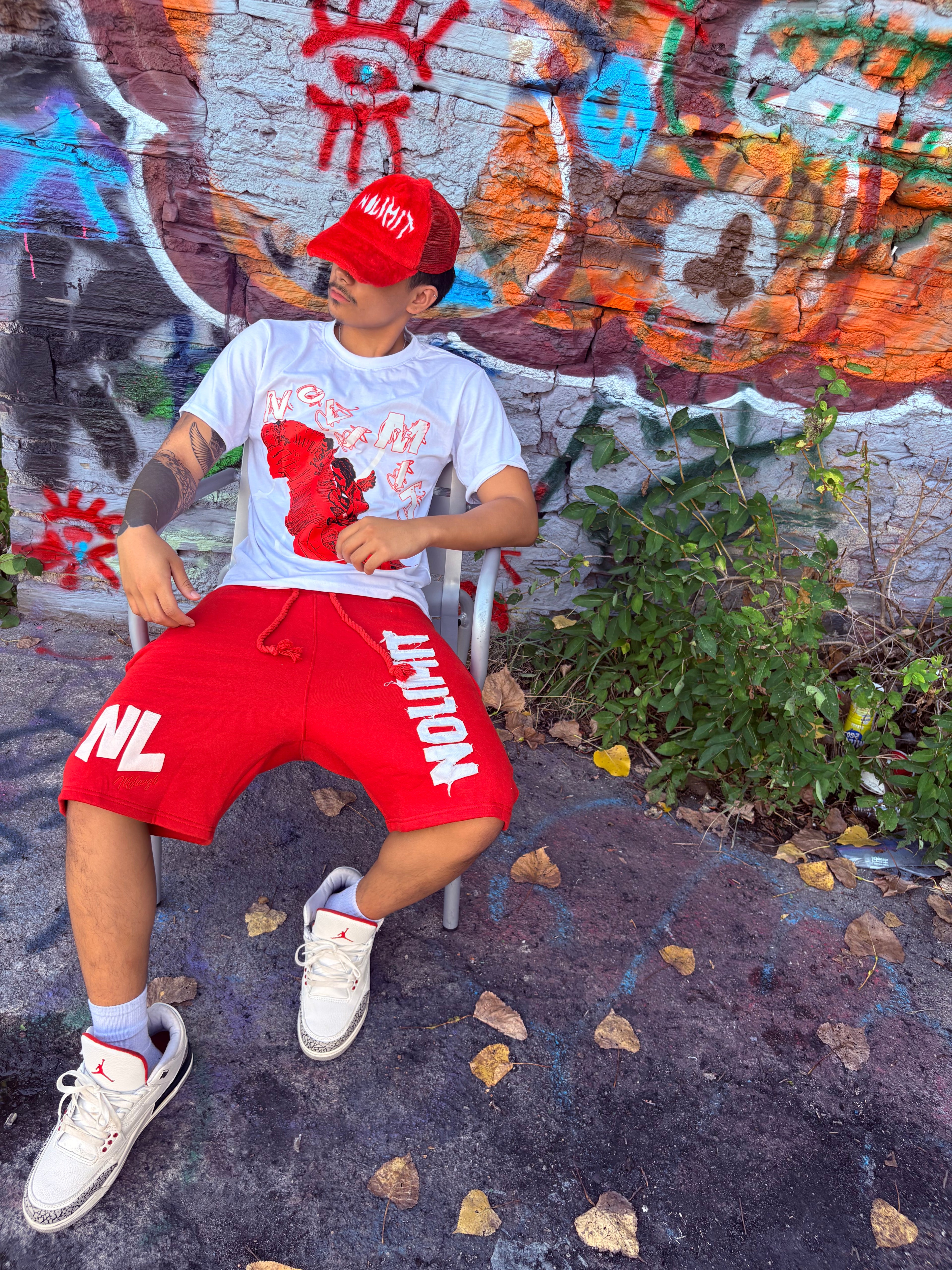 Red "NOLIMIT" Rope String Money Spread Shorts